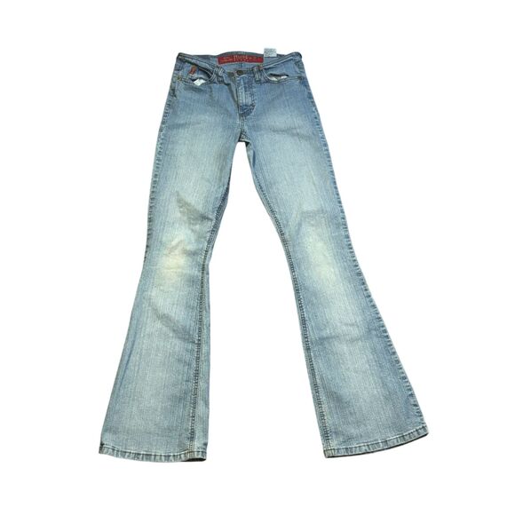 y2k mudd flare jeans sz 1 light wash cotton jeans 2000s 26" baddie retro vintage - Picture 1 of 8